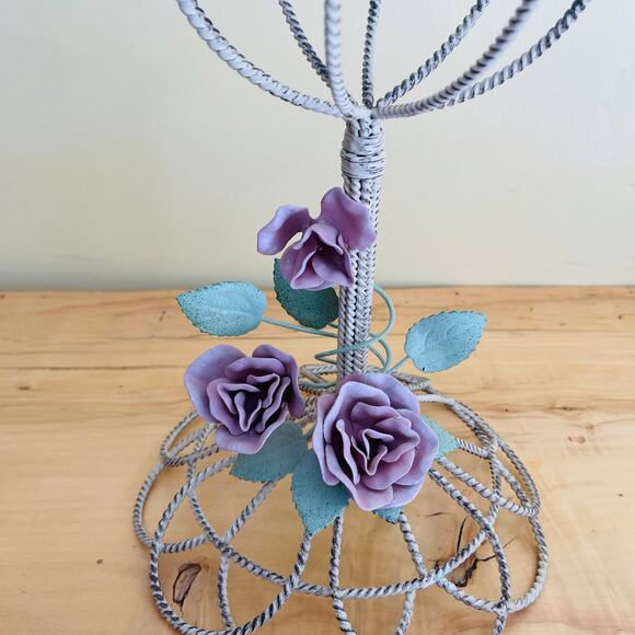 Vtg Style Twisted Metal Wire Hat Wig Display Stand Victorian Shabby Chic French - Picture 12 of 16